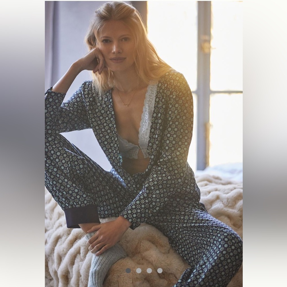 Anthropologie Alexandra Farmer Sleep Flannel Jumpsuit L